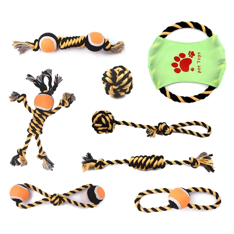 

Dog Rope Fetching Toy Tug-of-war Game for Dogs Teething Chew Molar Toy 6XDE