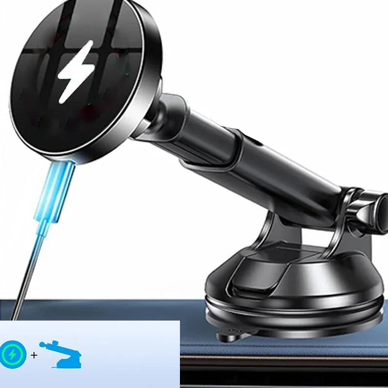 15W Schnelllade-Magnet-Wireless-Ladegerät Adapter Windschutzscheibe Armaturenbrett Autotelefonhalter für iPhone Samsung_voghion.com