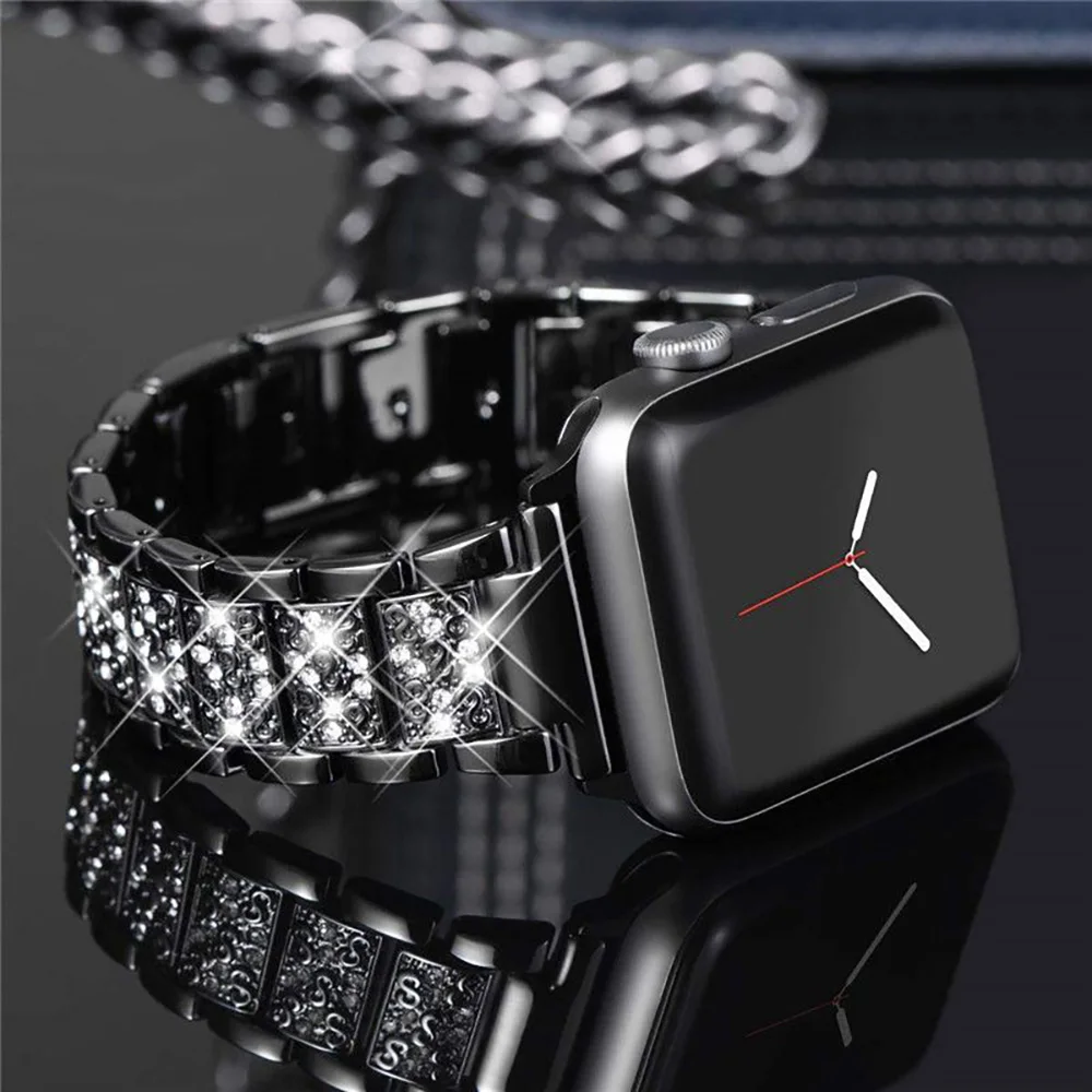 Elegant Rhinestone Metal Bracelet Watch Band Strap