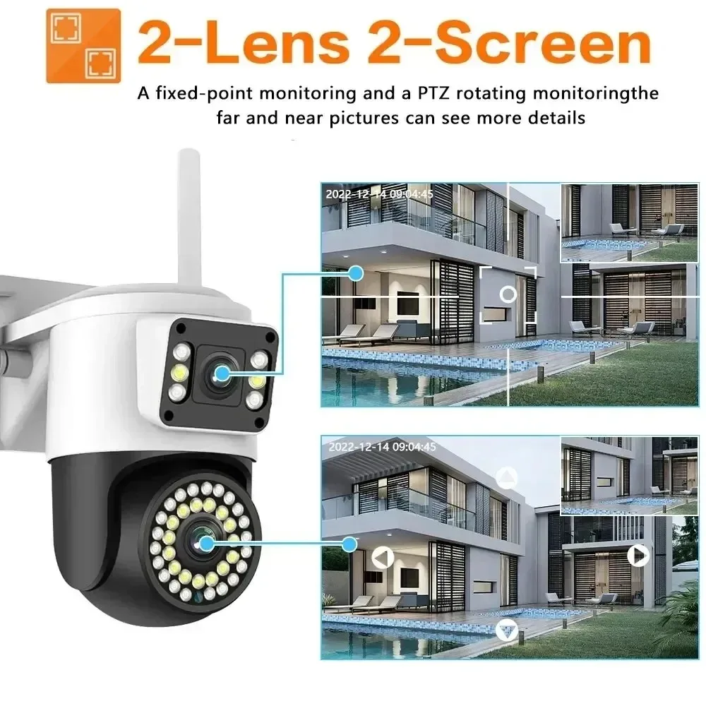 4K 8MP WiFi Surveillance Camera 10X Digital Zoom PTZ IP Camera ONVIF Dual Lens Human Detect Night vision Outdoor Security Yoosee 2