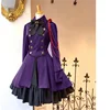 2024 Vintage Gothic Lolita Dress OP Ruffle Bow tie Button Lace Up Knee Length Dress Long Sleeve Sweet Dress 2