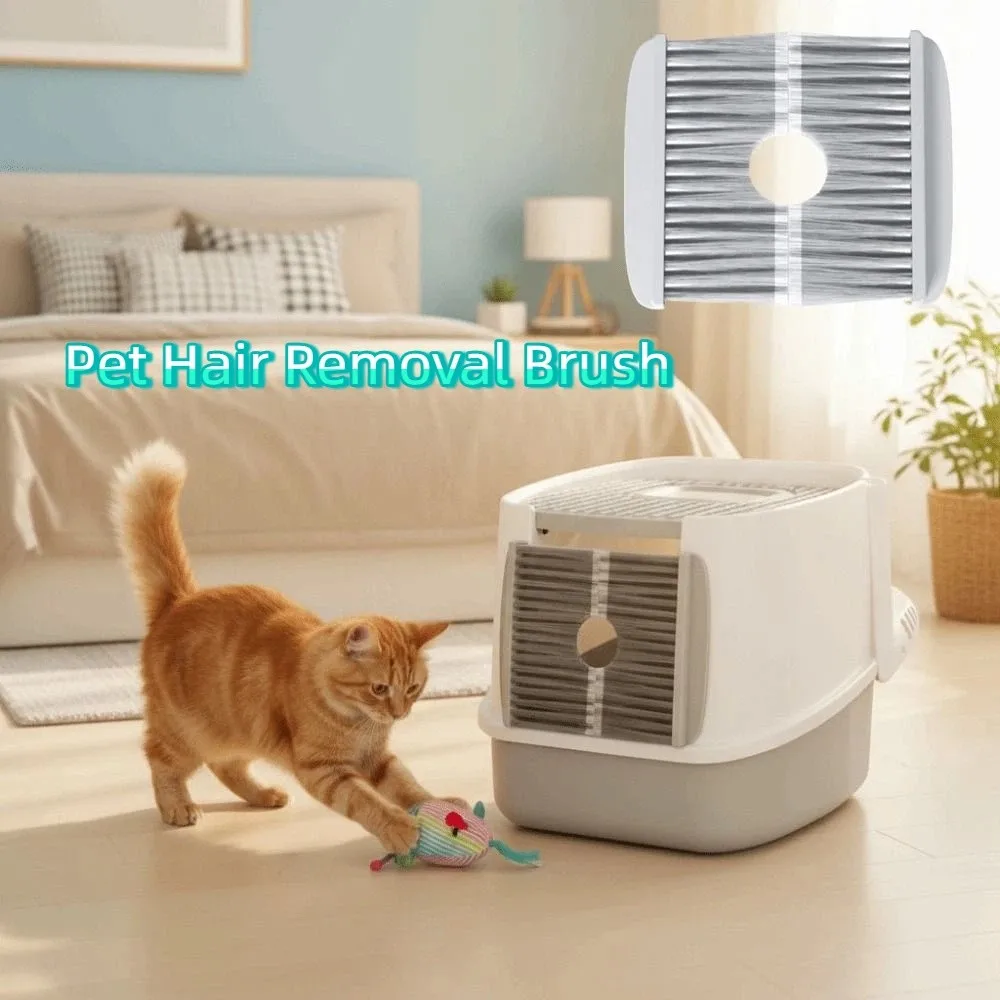 Effective Cat Floating Hair Door Self-adhesive Multifunctional Litter Box Door Brush Professional Pet Hair Removal Brush
