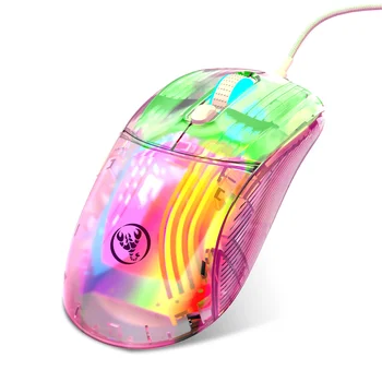 하이엔드 투명 USB 유선 게이밍 마우스, PC 컴퓨터 노트북용 RGB 12800 DPI, 화이트 블랙 매크로 프로그래밍 LX400, 최신