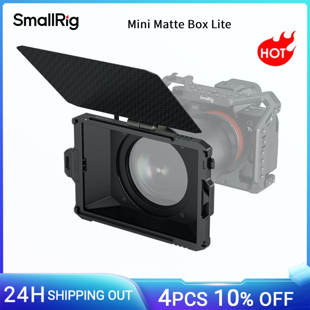 SmallRig Mini Matte Box Lite for Mirrorless DSLR Cameras w 67/72/77/82-95mm Adapter Ring for Standard 52/55/58/62/67mm lens 3575