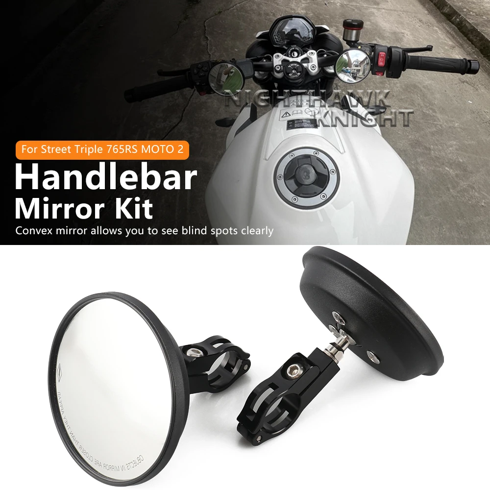 스트리트 트리플 RS S R 765 765RS MOTO 2 CNC 알루미늄 사각지대 미러 광각 볼록 거울 오토바이 핸들바 미러