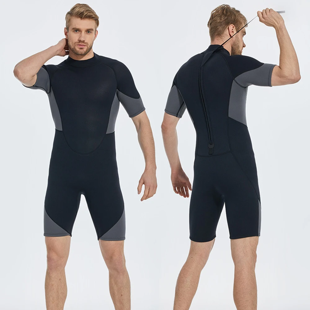 

2MM/3MM Neoprene Wetsuit Men's One Piece Short Sleeve Sun Protection Warm Swimming Scuba Diving Wetsuit Surf Snorkeling Wetsuits