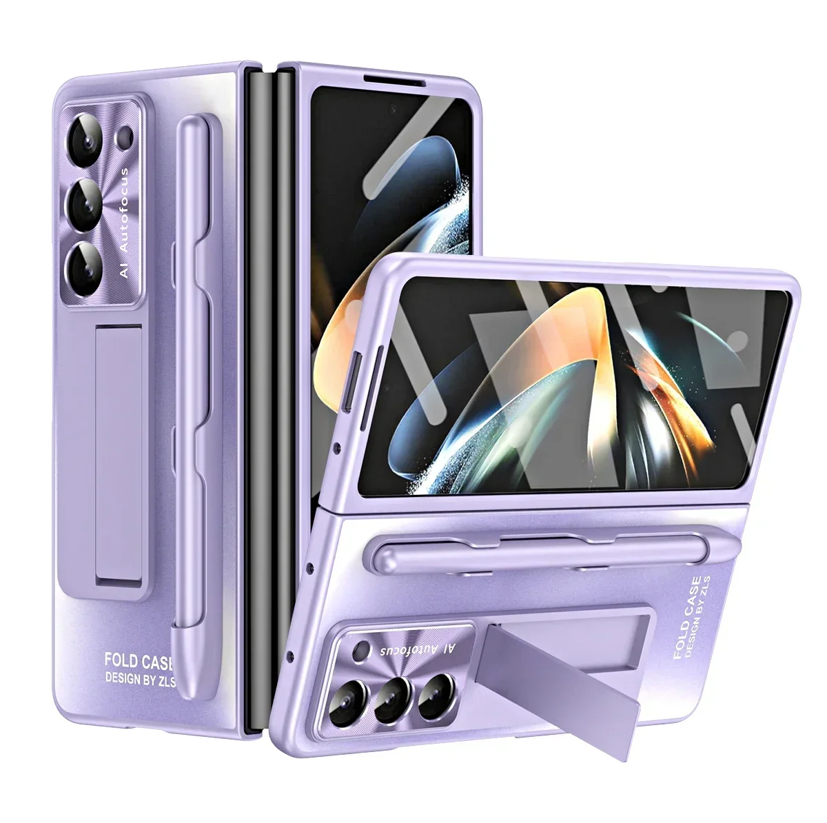 Plating Hinge 360° Screen Protector with Pen & Kickstand - AG Matte Shockproof Case