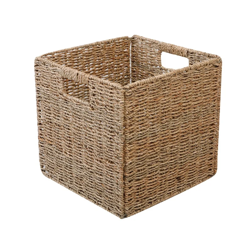 

Promotion! Woven Seagrass Farmhouse Kitchen Storage Organizer Basket Bin With Handles For Cabinets,Pantry,Bathroom,Laundry Room