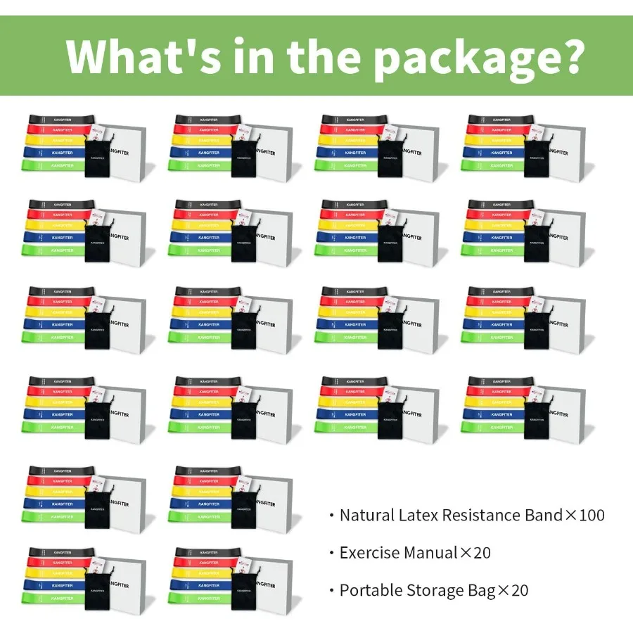 100 PCS Bulk Resistance Bands, Loop Exercise Bands Set for Gym Members Sports Class Students Gift, 5 Pieces Each Set with Storag