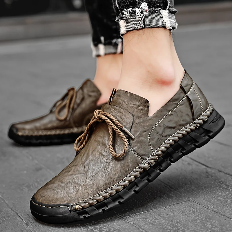 

Male Comfy Walking Shoe Genuine Leather Slip on Mens Loafers New Trend Casual Shoes Men Designer Moccasins Hot Sale Drive Shoes