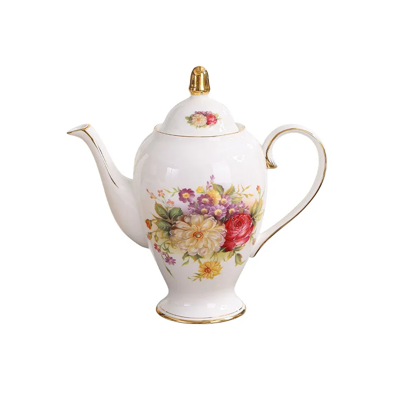 Juego de tazas y platos de café de porcelana de hueso de flores