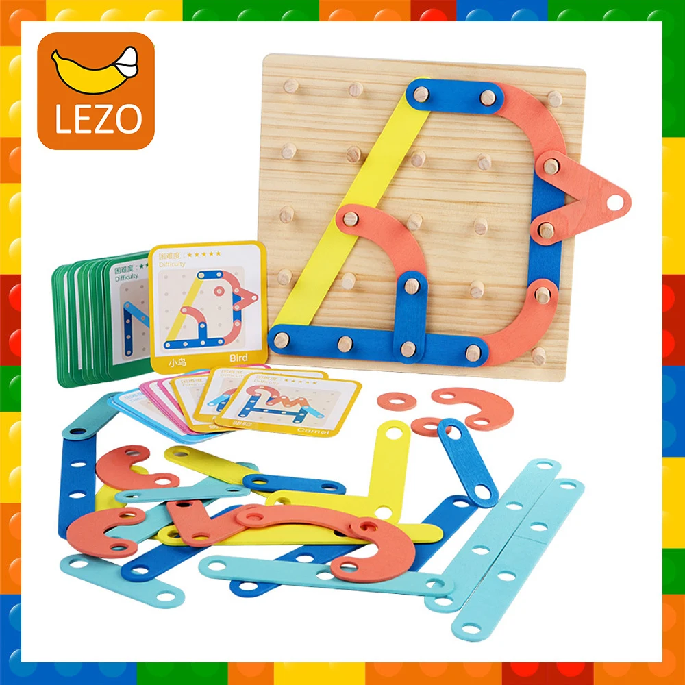 Wooden Peg Board Puzzles Bar Set Montessori Therapy Fine Motor Toy for