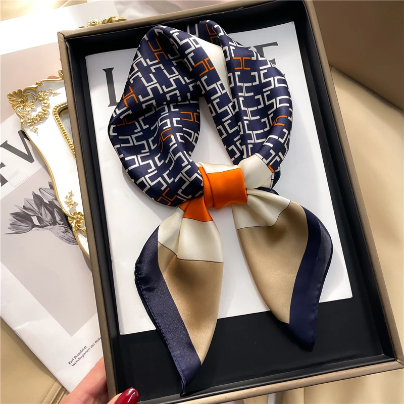 Luxury Brand Neckerchief Silk Feeling Scarf for Women Design Hair Bands  Satin Square Headscarf Ribbon Lady Wrist Hand Wrap Shawl - AliExpress