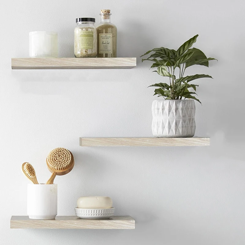 Wood Storage Holders Floating Wall Hanging Storage Racks Modern ...