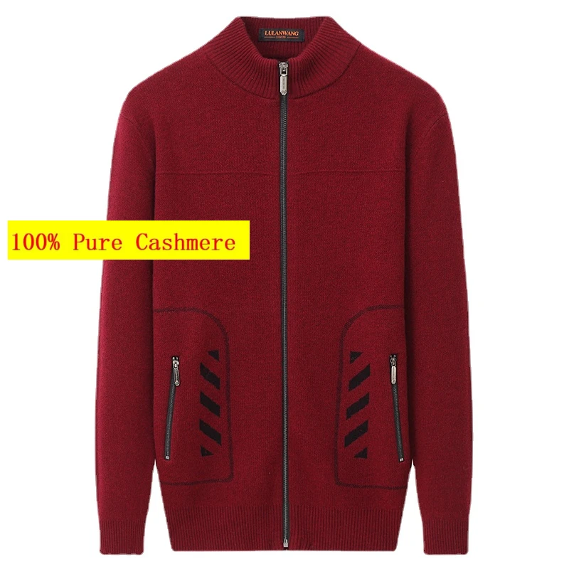 

New Arrival Fahsion Autumn 100% Pure Cashmere Sweater Standing Neck Cardigan Full Zipper Thick Coat Size XS S M L XL 2XL 3XL