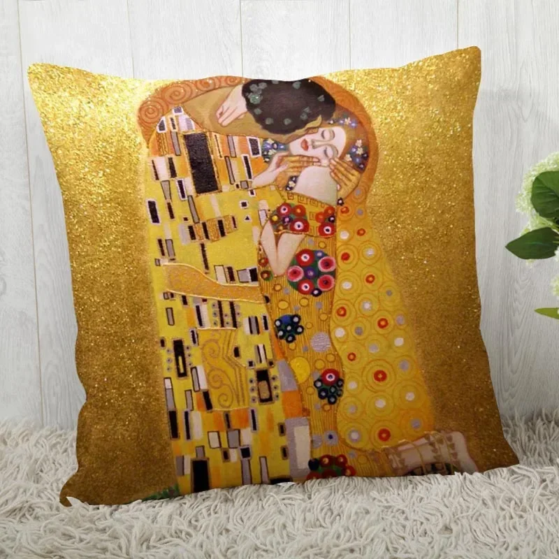 Elegant Gustav Klimt Art Satin Pillowcase - Home & Office Decor Cushion Cover 40x40cm