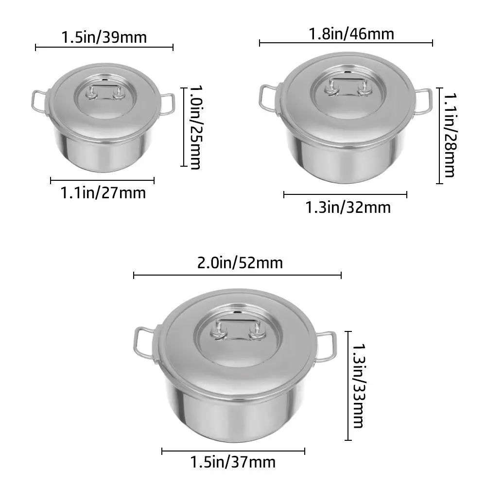 Playing House  Kitchenware Kitchen Cooking  Dollhouse Accessories Mini Cookware With Cover Miniature Soup Pot