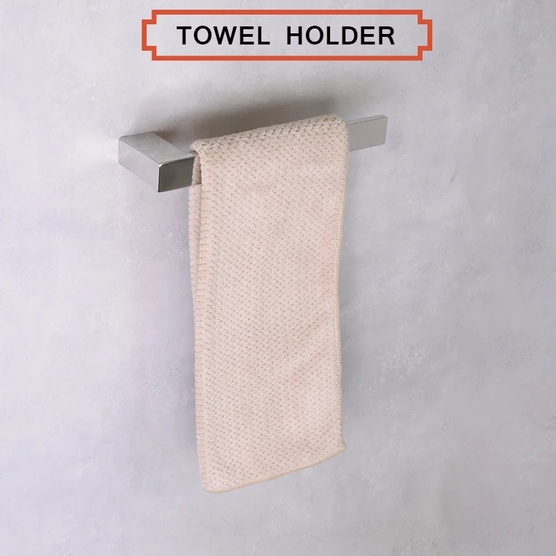 Chrome Glass Toothbrush Holder Paper Rack Robe Hook Rack Shelf Soap Dish Toilet Brush Holder Square Bathroom Accessories