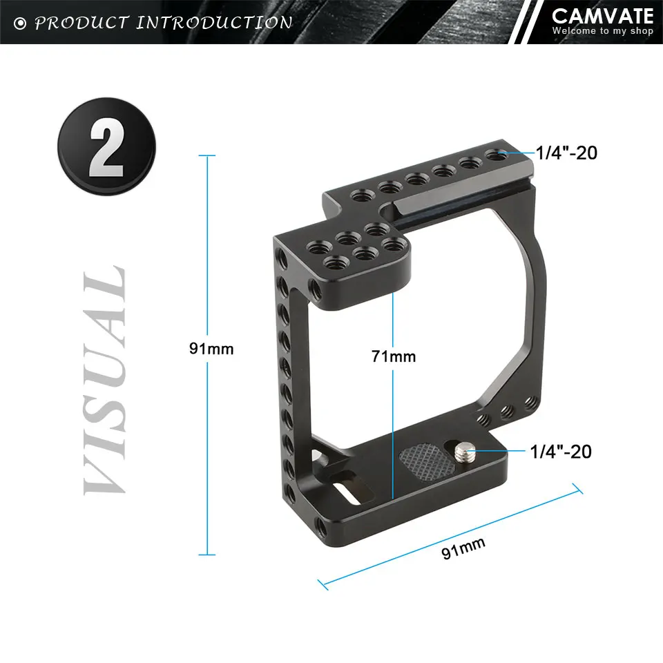 DSLR Camera Cage Rig With Quick Release NATO Safety Rail & 1/4"-20 Mounting Poin