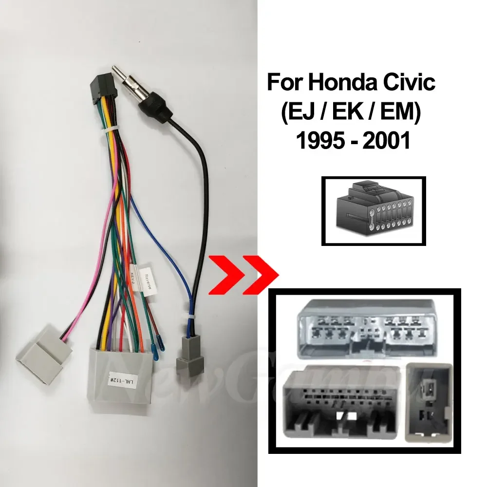 Car Wiring Harness Android Power Cable For Honda Civic (EJ/EK/EM) CRV Cable 16PIN