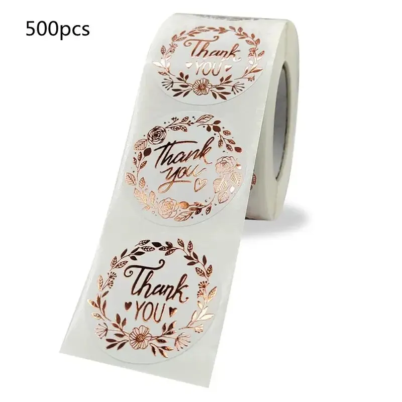 Thank You Stickers 500 PCs Thank You Stickers Monogrammed Floral Pattern Label Stickers Thanksgiving Gift Sticker Labels