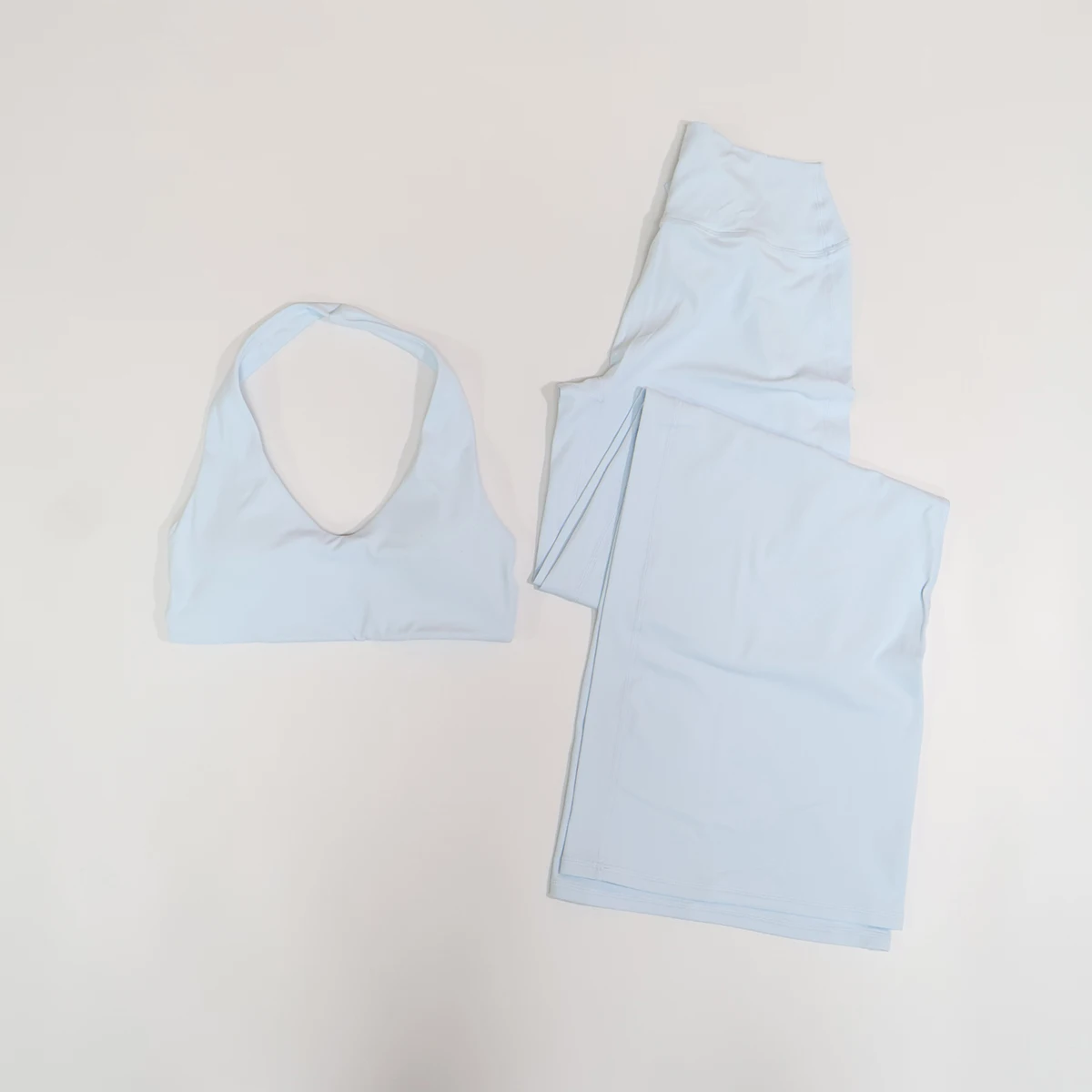 Sommer 2-teiliges Damen Schnelltrocknendes Trainingsset U-Ausschnitt Sport-BH Yoga-Top mit Weiten Geraden Hosen Fitness Workout-Set – Detail 10