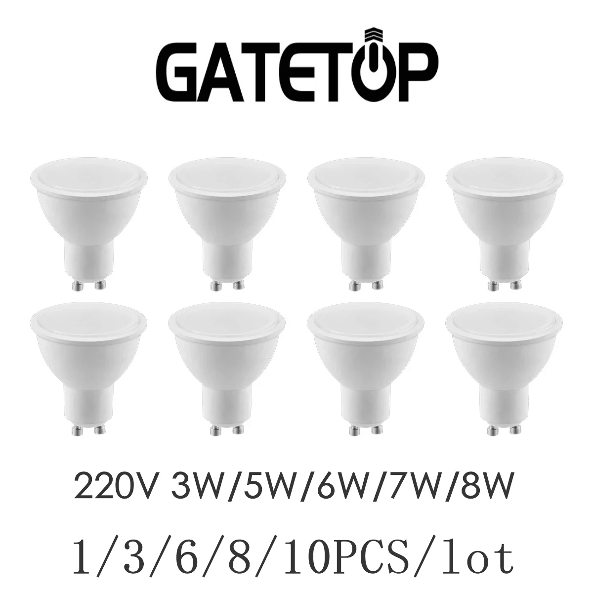 1-10pcs Factory direct LED spotlight GU10 MR16 220V 3W-8W High lumen no strobe suitable for down lamp kitchen bathroom study