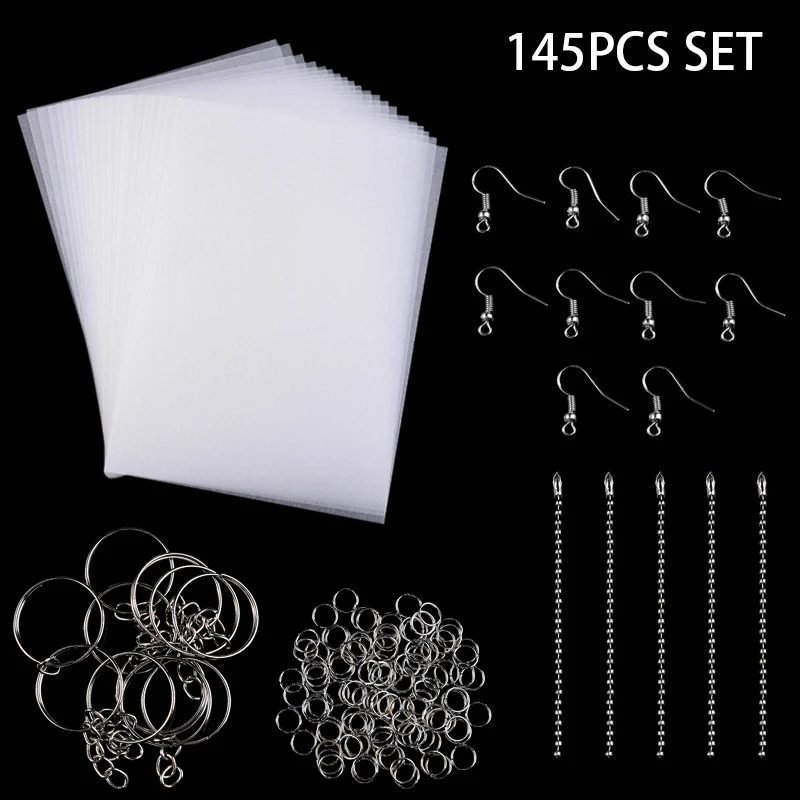 20/33/145/198 Pcs Heat Shrink Plastic Sheet Kit Shrink Art Film Paper  Keychains DIY