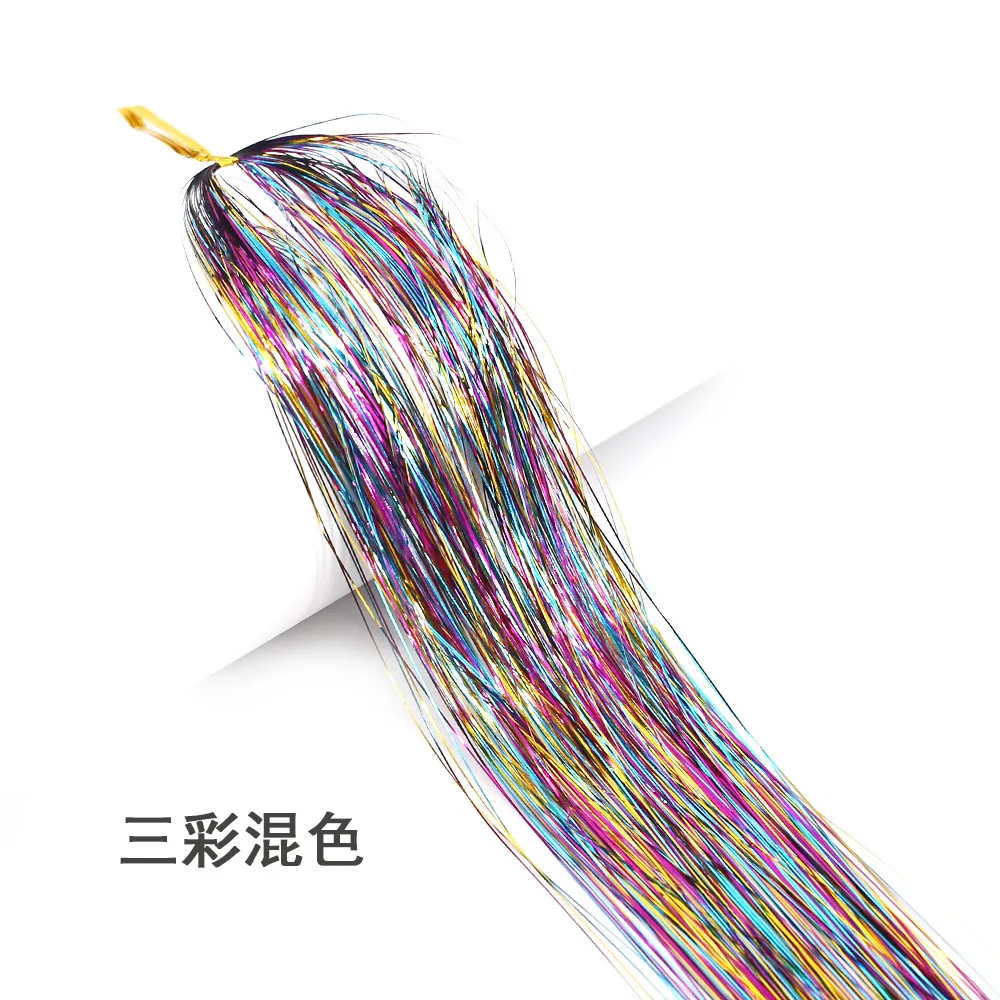 Shiny Sparkle Hair Tinsel Kit Rainbow Women Colorful Glitter Bling Hair Extension Twinkle Hair Dazzles Accessories for Braiding 5