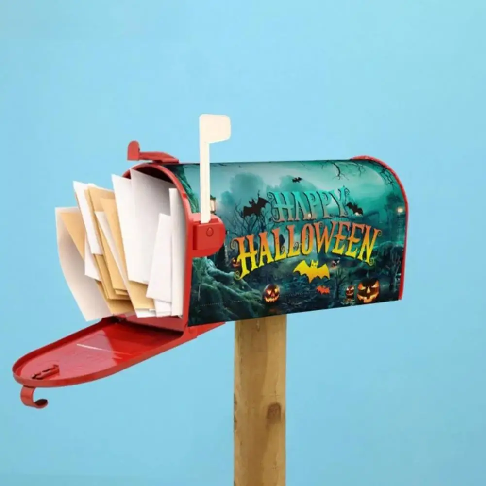 Mailbox Cover Halloween Themed Magnetic Mailbox Wrap Colorful Gothic Sleeve for Garden Yard Home Outdoor Decor