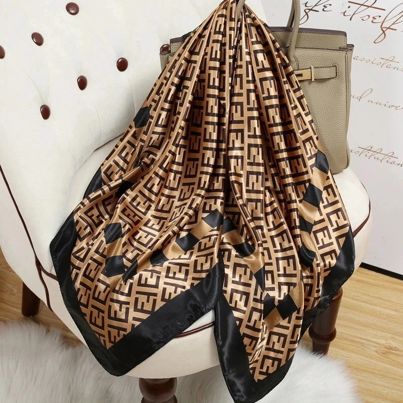 Luxury Print Silk Square Scarf Women Spring Neck Tie Shawl Wraps Female  90cm Hair Hand Wrist Headkercheif Hijab Bandana 2023 - AliExpress