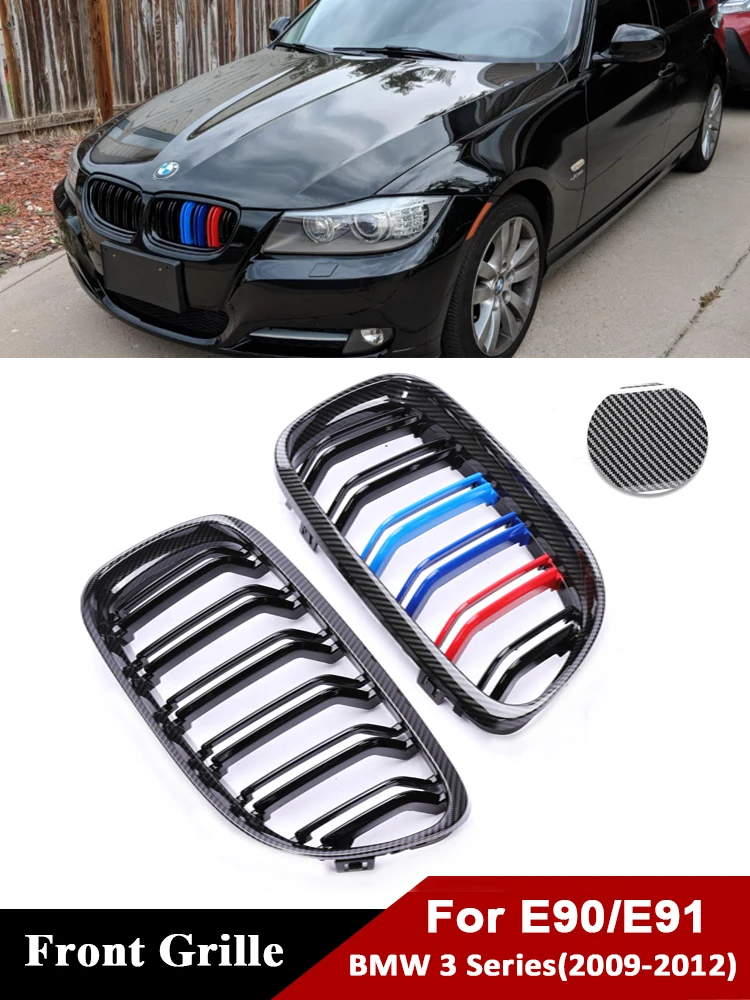 

Front Bottom Bumper Kindly Facelift M Style Grille For BMW 3 Series E90 E91 2009-2012 LCI Carbon Grills Cover 328i 330i 335i