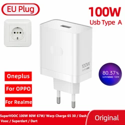 OnePlus Supervooc 80W Fast Charging USB Type A Power Adapter with Cable - 100w EU charger (Only charger)
