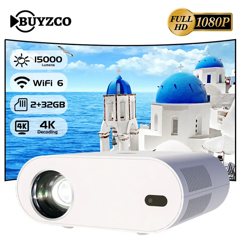 Buyzco H8 Projector portable projector 4K Native1080P Full HD Android 11 With WiFi 6 Smart 15000 Lumens Auto Focus HDR10+ Home Theater