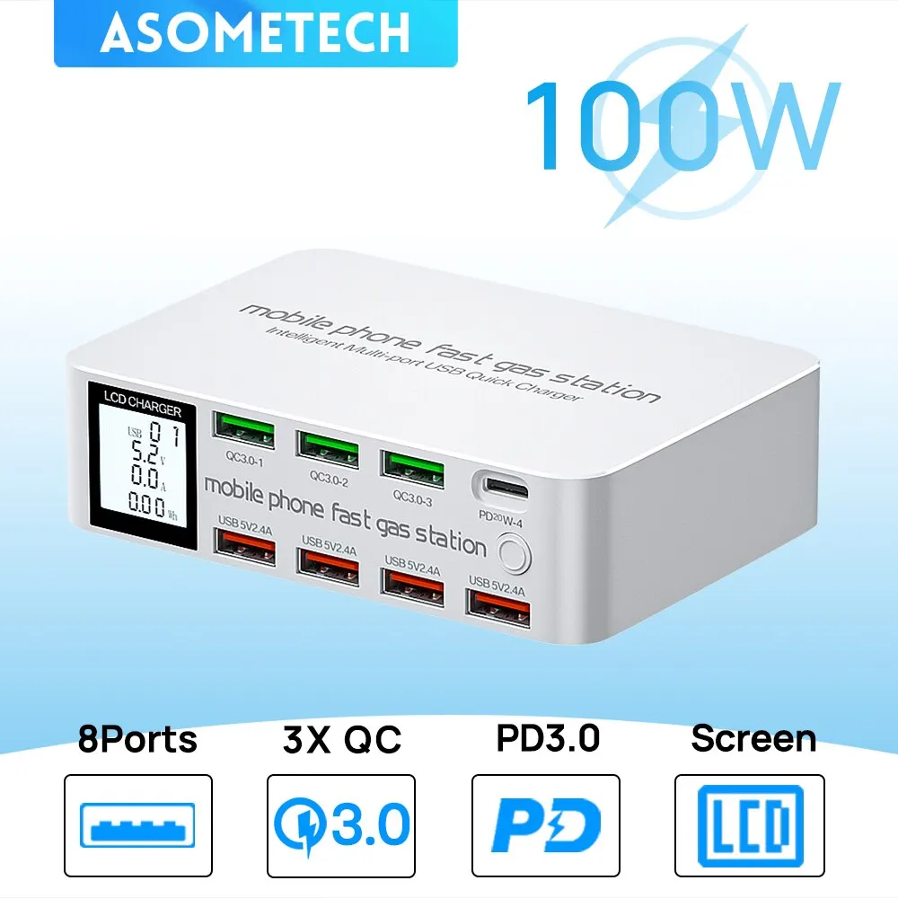 ASOMETECH 100W stacja ładująca USB za $21.26 / ~84zł