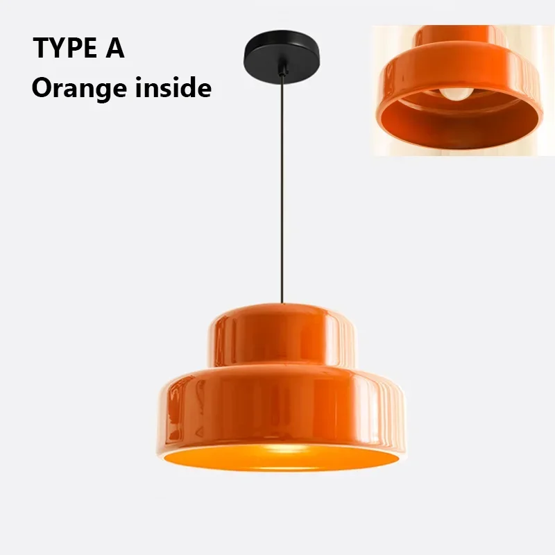 Bauhaus Vintage Orange Chandeliers Medieval Restaurant LED Ceiling Lamp Nordic Retro Bedroom Decoration Study Pendant Lights