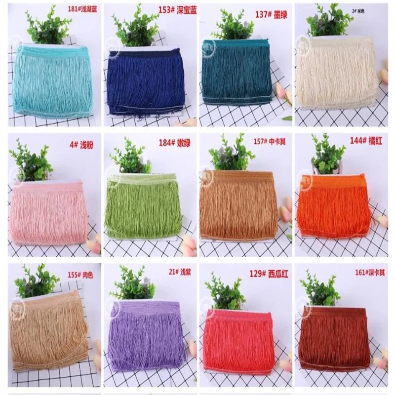 15cm width Polyester Dense Tassel Fringe Trimming Lace curtain Latin stage dance skirts garments DIY Accessories IH40