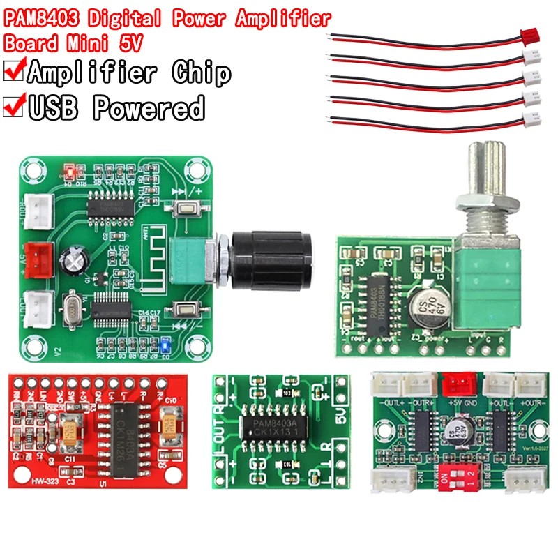 Scheda Amplificatore Audio PAM8403 – 3W X2 Canali 5V DC – Con Potenziometro E Porta USB