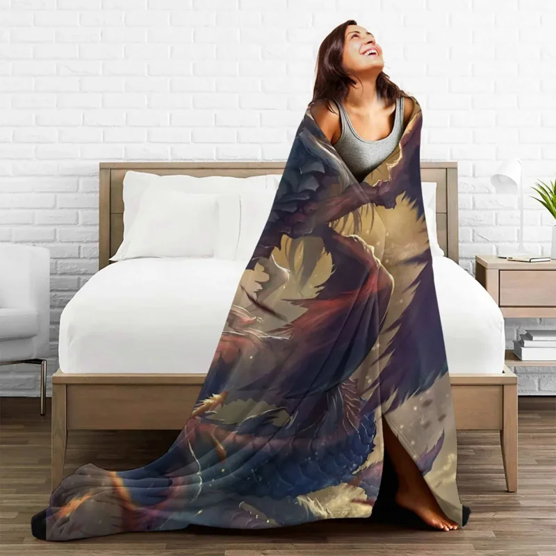 

Adventurers Guild Flying Dragon Blankets Fleece Winter Legend Myth Animal Portable Soft Throw Blankets for Sofa Outdoor