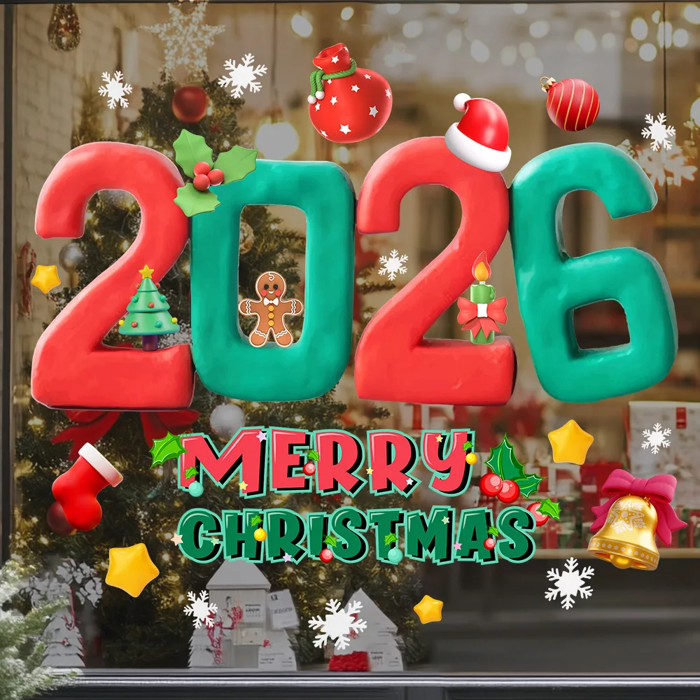 Christmas Window Stickers Christmas Wall Sticker Kids Room Wall Decals Merry Christmas Decorations For 2026 New Year Stickers