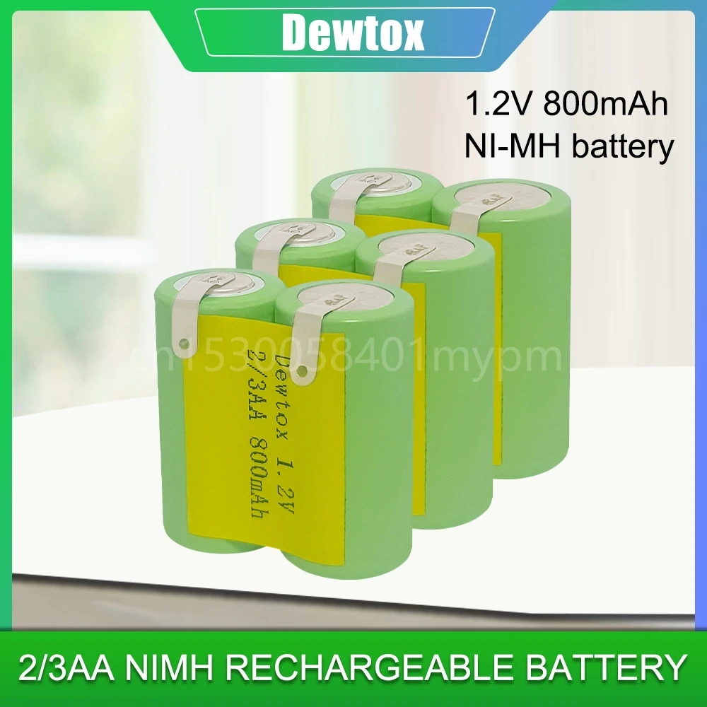 1.2V 2/3AA 800mAh NiMH Rechargeable Battery With Welding 2* Battery