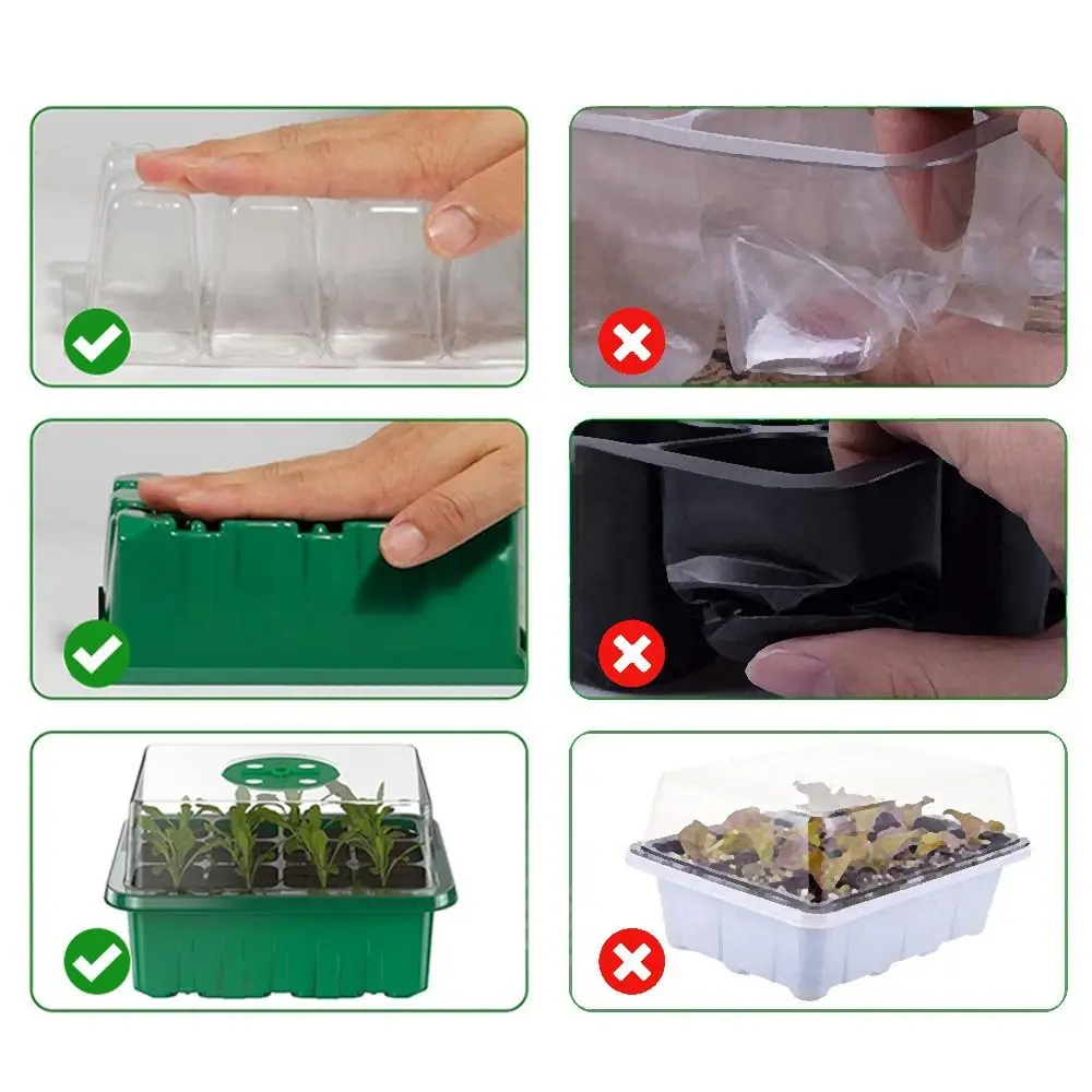 6/12Grids Seed Starter Tray Ventilation Hole Seeds Growing Cultivation Planting Box Mini Greenhouse Plant Starter Kit