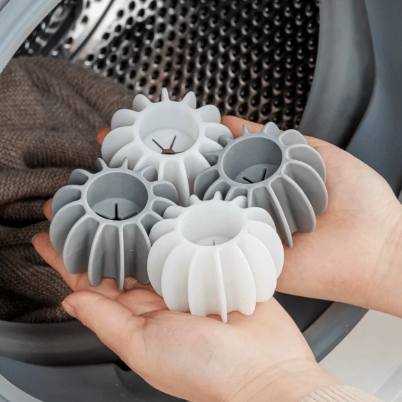 6PCS Silicone Laundry Balls Grey White Reusable Non Electric Washer Dryer Energy Saving Anti Tangle Deep Clean Clothes Softener