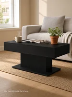 Table basse en chêne noir 96x50x45 cm en bois composite - Table de salon rectangulaire, style scandinave moderne, robuste et polyvalente pour boissons, livres et décoration 8