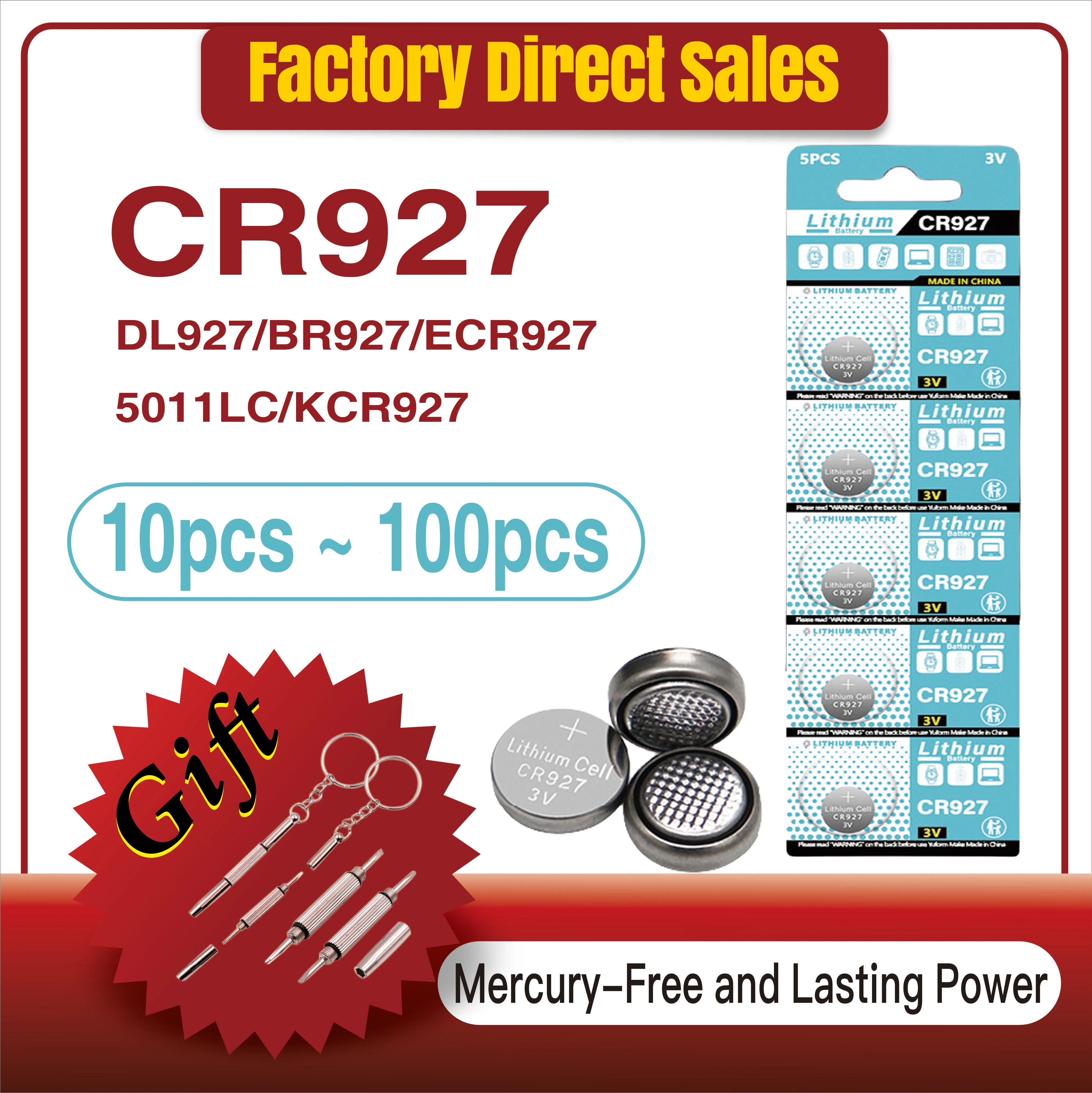 

NEW 10-100PCS 3V CR927 Lithium Button Battery BR927 ECR927 LM927 5011LC KCL927 DL927 CR 927 CR927-1W Coin Cell Watch Batteries