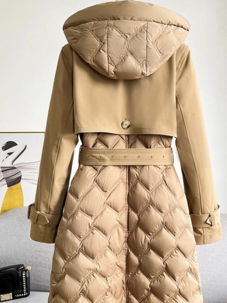 OFTBUY 2023 Long Winter Women Warm Natural Goose Feather Down