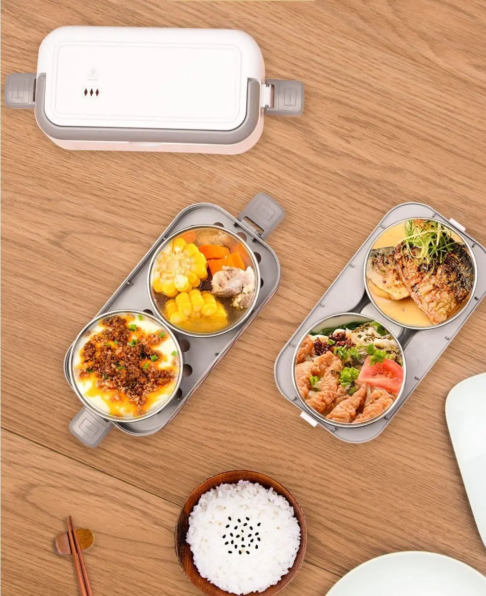 TRAVELISIMO Electric Lunch Box 80W, 3 in 1 Ultra Quick Portable Food Warmer  12/24/110V, Heated Lunch Boxes for Adults Leakproof - AliExpress