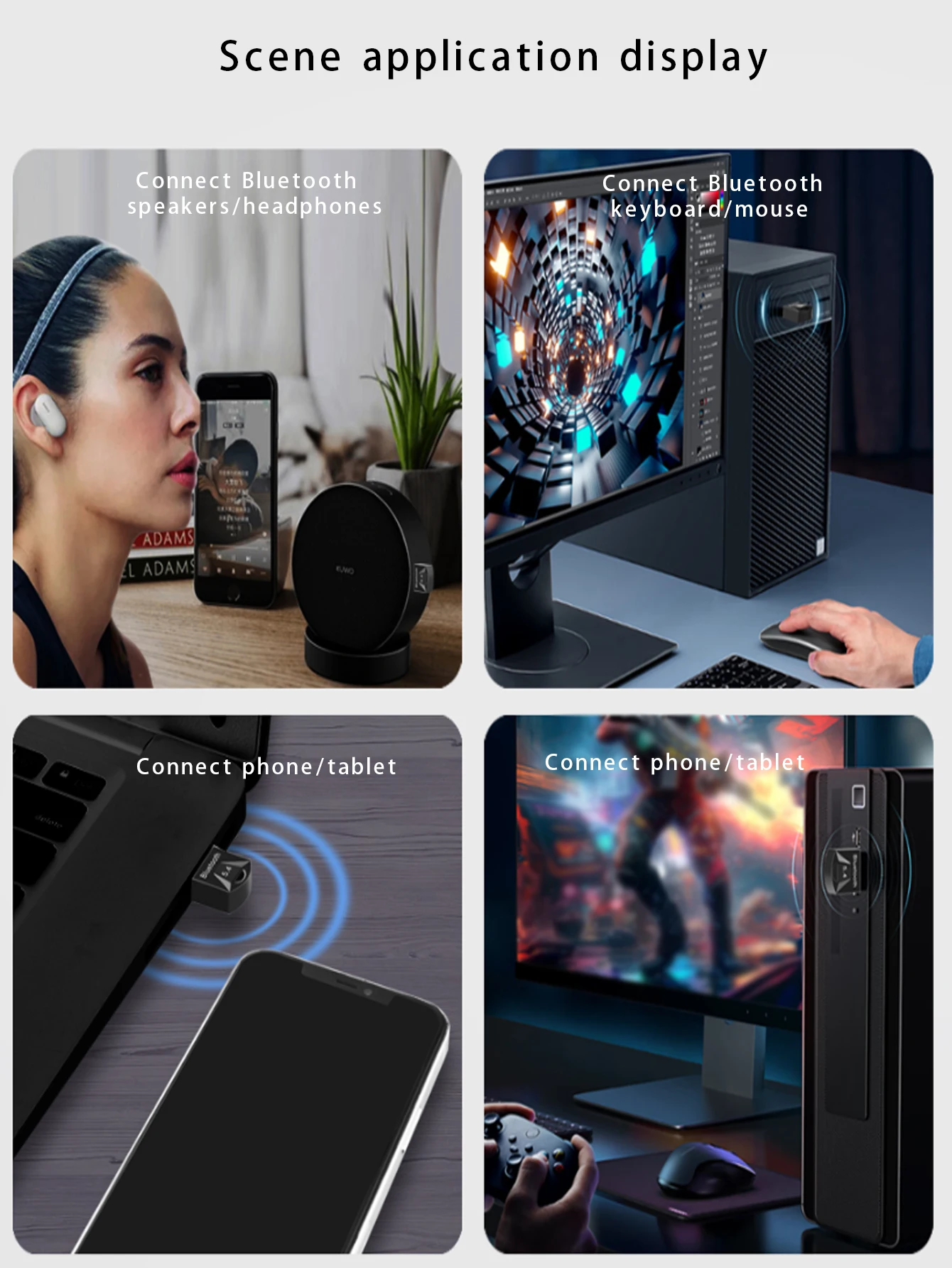 Bluetooth Adapter 5.4 Driver-Free Connected Wireless Upgraded Audio Transceiver Compatible Speaker Headphones