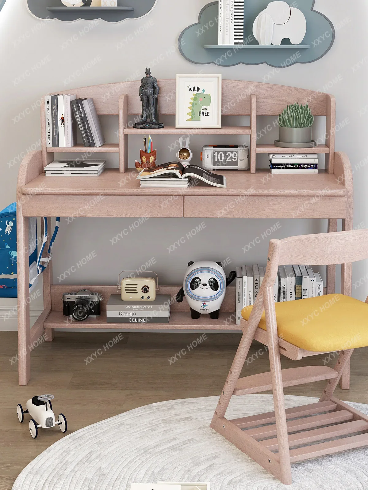 Ash Wood Solid Wood Desk Bookshelf Integrated Computer Home Double Children Desk Length Study Table shiny stylish drill bit spiral drill accessories plastic wood tool aluminum for wood aluminum plastic length 160mm length160mm