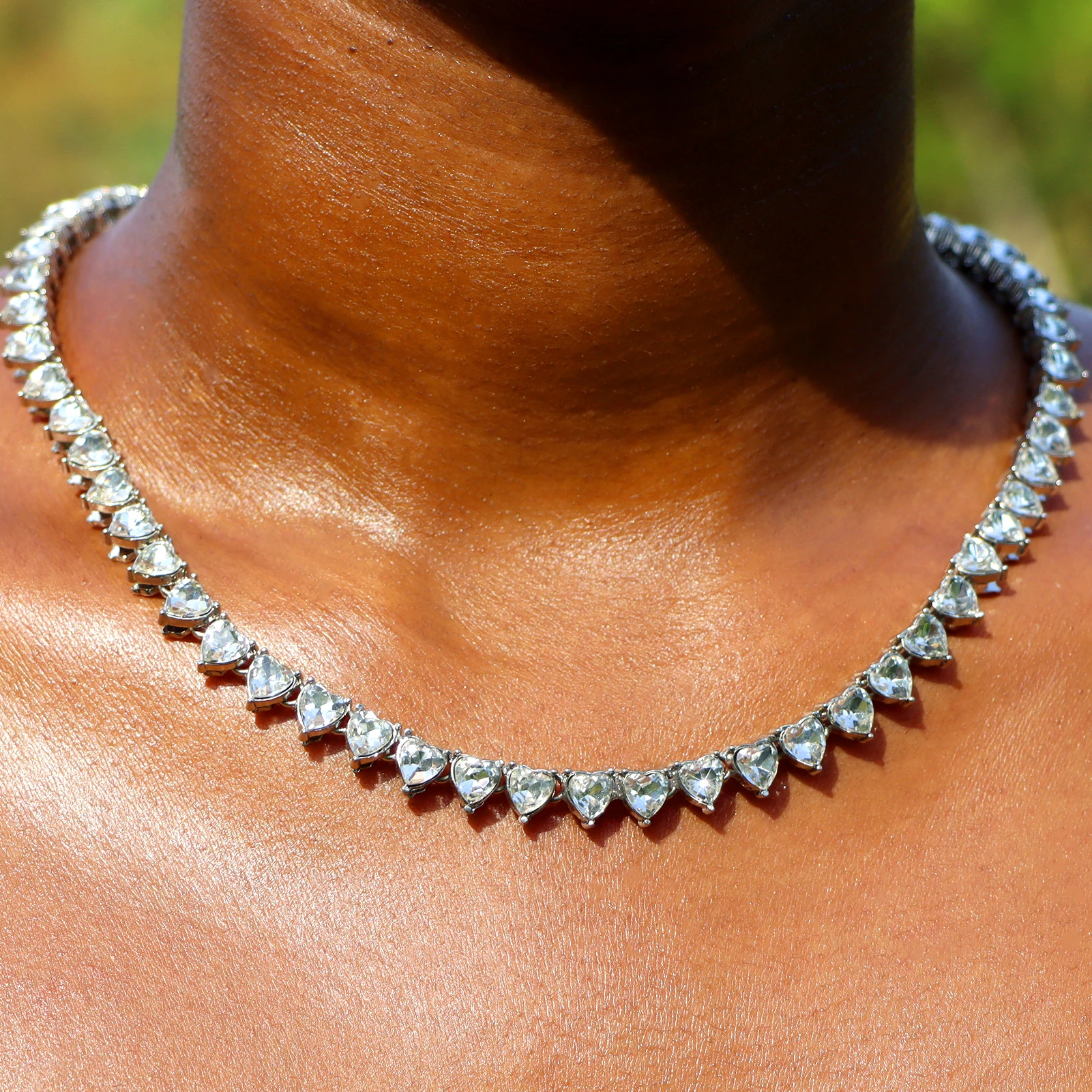 SBG CZ テニスチェーンネックレス ステンレス 高級バックル メンズ